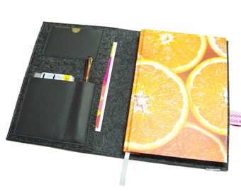 Felt leather calendar cover, organizer for A5 calendars, ring binders, notebooks, choice of colors