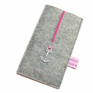 Mobile phone case mobile phone case smartphone case with anchor pendant Merino wool felt / e.g. for iPhone / Samsung Galaxy / Fairphone / Motorola etc image 9