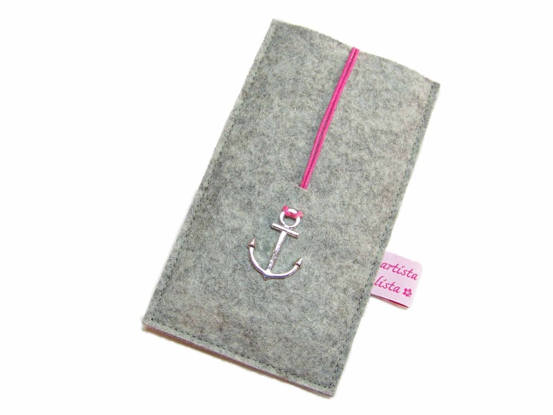 Mobile phone case mobile phone case smartphone case with anchor pendant Merino wool felt / e.g. for iPhone / Samsung Galaxy / Fairphone / Motorola etc image 9