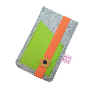 Mobiele telefoonhoesje, smartphonehoesje, Merino wolvilt, vilten leren/elastische band, kleurselectie inclusief bloemen / cadeau voor haar / bijv. voor Fairphone