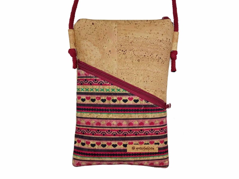 Mobile phone bag for hanging around the body, natural cork, small bag, choice of colors and patterns image 8