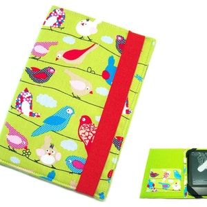 L'étui eReader peut être ouvert pour les tablettes liseuses jusqu'à 17,5 x 12 cm maximum, par exemple pour Kindle Paperwhite Touch Tolino Shine Page Pocketbook Touch Green Birds