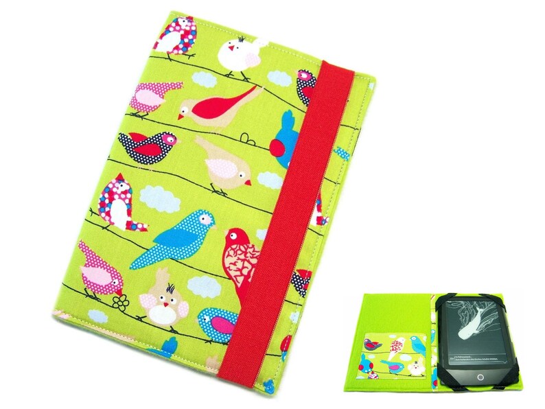 L'étui eReader peut être ouvert pour les tablettes liseuses jusqu'à 17,5 x 12 cm maximum, par exemple pour Kindle Paperwhite Touch Tolino Shine Page Pocketbook Touch Green Birds