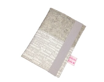 Ready-to-ship passport cover, city trip style, felt fabric cover for passports up to max. 13 x 9.5 cm