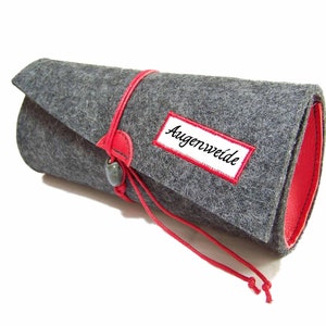 Brillenetui Augenweide aus hochwertigem Wollfilz und Leder mit oder ohne Spruch