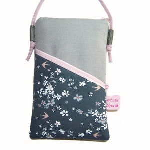 Mobile phone bag Small bag Mini shoulder bag grey e.g. for mobile phone made of cotton fabric 2 compartments Color and pattern selection