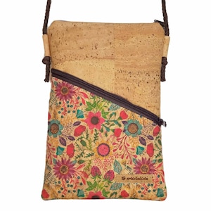 Handytasche zum Umhängen Kork natur Kleine Tasche Umhängetäschchen Farb- und Musterauswahl