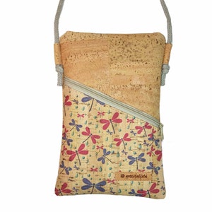 Umhängetäschchen Kork Libelle Handytasche zum Umhängen Kleine Tasche Täschchen Farb- und Musterauswahl