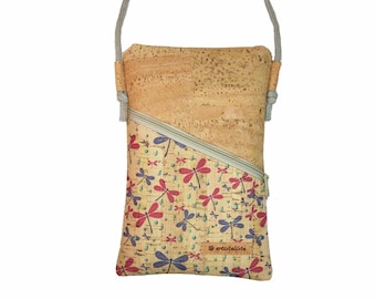 Shoulder bag cork dragonfly mobile phone bag for hanging around the shoulder small bag selection of colors and patterns