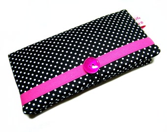 Purse Dots Black Pink Purse Fabric Wallet Purse Stock Exchange / Gift for Her / Dots / Dot