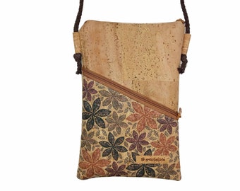 Sac pour téléphone portable à suspendre autour du corps, liège naturel, petit sac, sac à bandoulière, choix de couleurs et de motifs, par exemple pour iPhone Galaxy