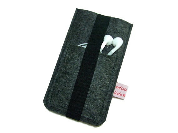 Handyhülle Filz mit Gummiband Handytasche Merino Wollfilz, z.B. für iPhone 13 / Samsung Galaxy S20 / Xiaomi Mi Poco Redmi
