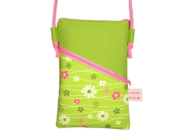 Sac pour téléphone portable à suspendre vert 19 x 12 cm sac à bandoulière mini sac à bandoulière pour petite amie fleurs de printemps