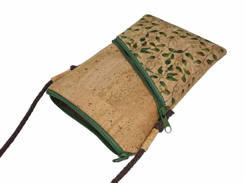 Mobile phone bag for hanging around the body, natural cork, small bag, choice of colors and patterns image 6