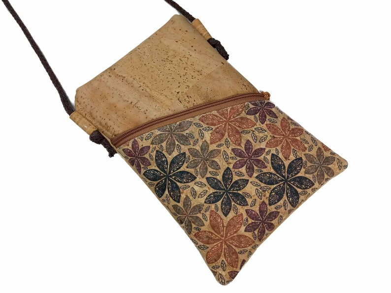 Sac pour téléphone portable à suspendre autour du corps, liège naturel, petit sac, sac à bandoulière, choix de couleurs et de motifs, par exemple pour iPhone Galaxy image 5