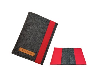 Passport cover leather red felt dark gray for passport vaccination pass pet card, different sizes, color selection