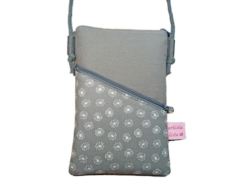 Sac pour téléphone portable à suspendre Dandelion gris foncé Mini sac à bandoulière Petit sac en tissu Sélection de couleurs et de motifs