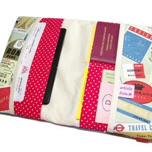 Reiseorganizer Sightseeing rot beige Reiseetui Travel Organizer Etui für Dokumente Reiseunterlagen mit eReader Handy Fach