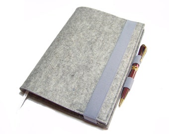 Calendar cover cover cover wool felt with pen holder personalizable for Din A5 book calendar notebook up to max. 21 x 15 x 2.5 cm