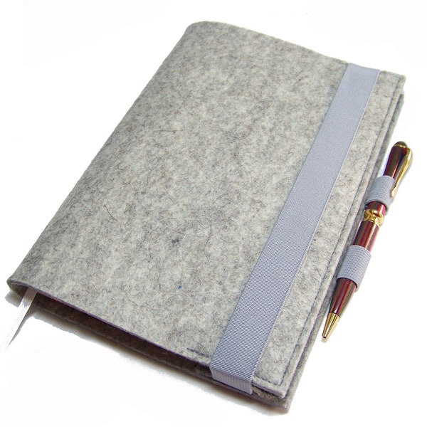Kalenderhülle Hülle Einband Wollfilz Filz mit Stifthalter personalisierbar für Din A5 Buchkalender Notizbuch bis max. 21 x 15 x 2,5cm