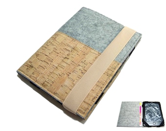 foldable eBook reader eReader tablet case wool felt cork custom-made up to max. 8.0", e.g. for Tolino Vision 4HD Kindle can be personalized