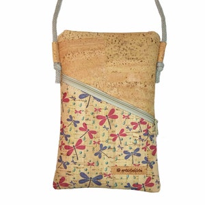 Mobile phone bag for hanging around the body, natural cork, small bag, choice of colors and patterns image 9