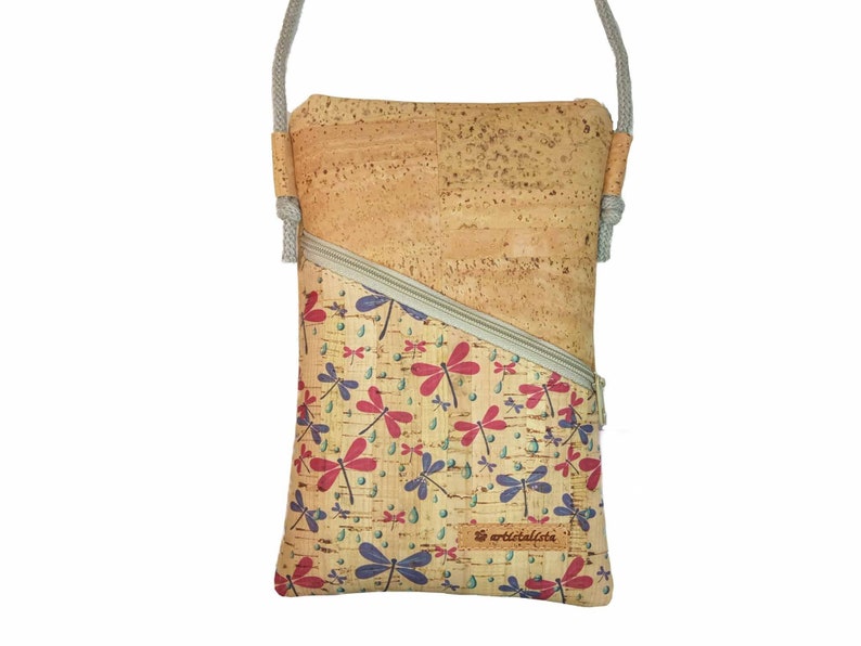 Mobile phone bag for hanging around the body, natural cork, small bag, choice of colors and patterns image 9