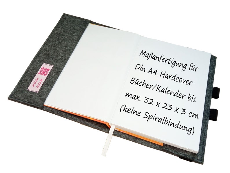 Calendar cover A4 for teacher calendar hardcover notebook felt with/without front compartment for book calendars made to measure up to max. H 32 x W cm x D 3 cm image 2