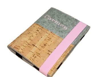 Étui pour liseuse en feutre de laine et liège pliable, personnalisable par exemple pour Tolino Shine 4 Kindle 11 Pocketbook Verse Kobo Clara