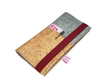 Travel case narrow made of felt cork document bag for travel documents case for solo travelers