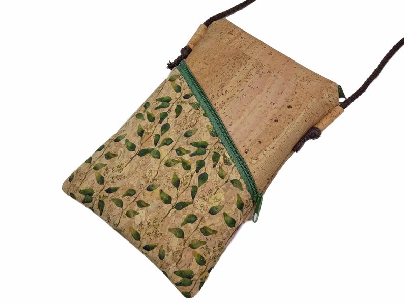Mobile phone bag for hanging around the body, natural cork, small bag, choice of colors and patterns image 5