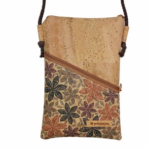 Mobile phone bag for hanging around the body, natural cork, small bag, choice of colors and patterns image 10