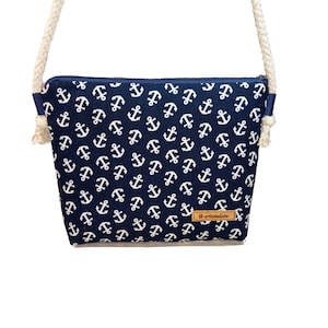 Umhängetasche Anker blau maritime Schultertasche Damen Tasche mit Kordel