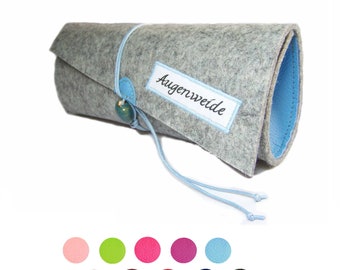 Glasses case leather felt | individual color selection of felt leather cord | with or without saying