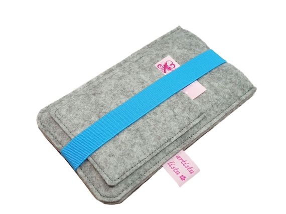 Handytasche Filz mit Gummiband Handyhülle Merino Wollfilz, z.B. für iPhone 14 Pro / Samsung Galaxy S22 / Xiaomi Mi Poco Redmi