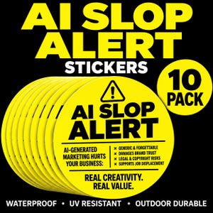 AI Slop Alert Stickers Pack | Anti AI Protest Stickers | Support Human Artists | Human Creativity Warning Decals