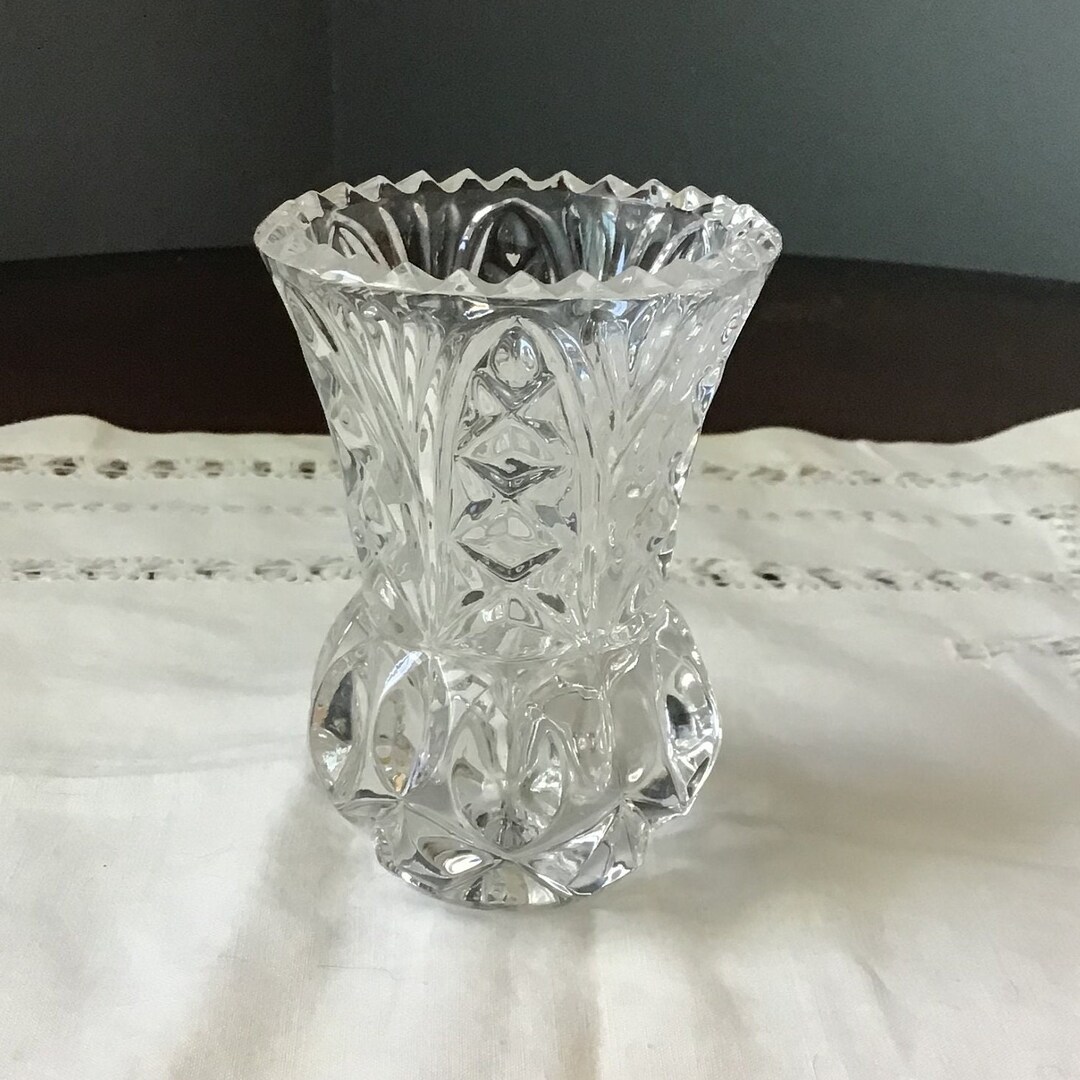 VTG Zajecar Lead Crystal Small Vase Large Toothpick Sawtooth Etsy
