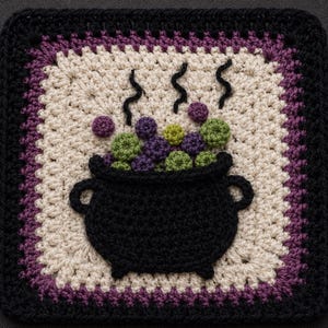 Witch's Cauldron Crochet Granny Square Pattern (Digital PDF)
