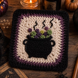 Witch's Cauldron Crochet Granny Square Pattern (Digital PDF)