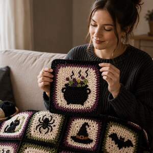 Witch's Cauldron Crochet Granny Square Pattern (Digital PDF)