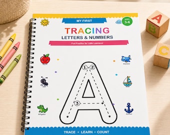 Preschool Tracing Workbook, Alphabet Letter Tracing A-Z & Number Tracing 1-9, Printable Worksheets