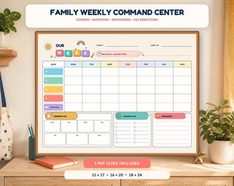 Family Weekly Command Center: 3 PDF Sizes