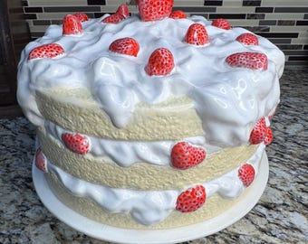 Vintage Ceramic Strawberry Shortcake Cake Stand