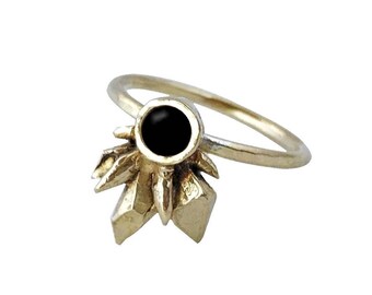 Black Onyx Thea Ring // Black Onyx Crystal Cluster Ring