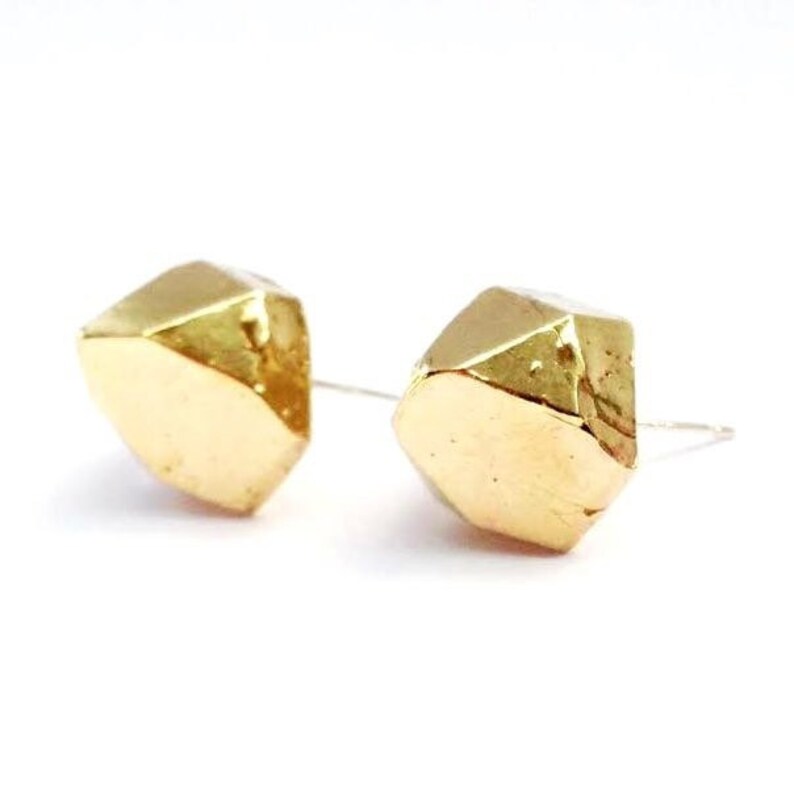 Brass Faceted Crystal Earring Posts image 1