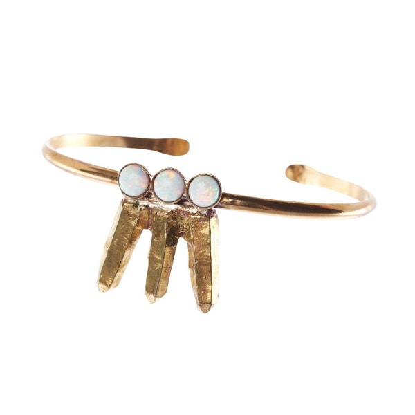 Opal Crystal Cluster Cuff Bracelet