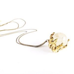 Molten Brass Crystal Ball Necklace