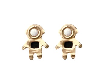 Astronaut Earrings with Opal