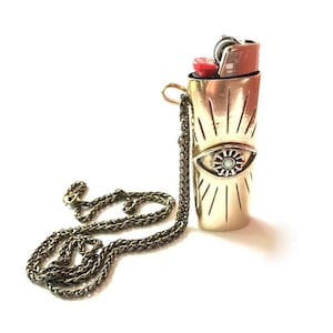 Evil Eye Lighter Case Necklace // All Seeing Eye, Lighter Case Necklace