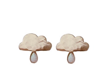 Cloud Earrings with Opal